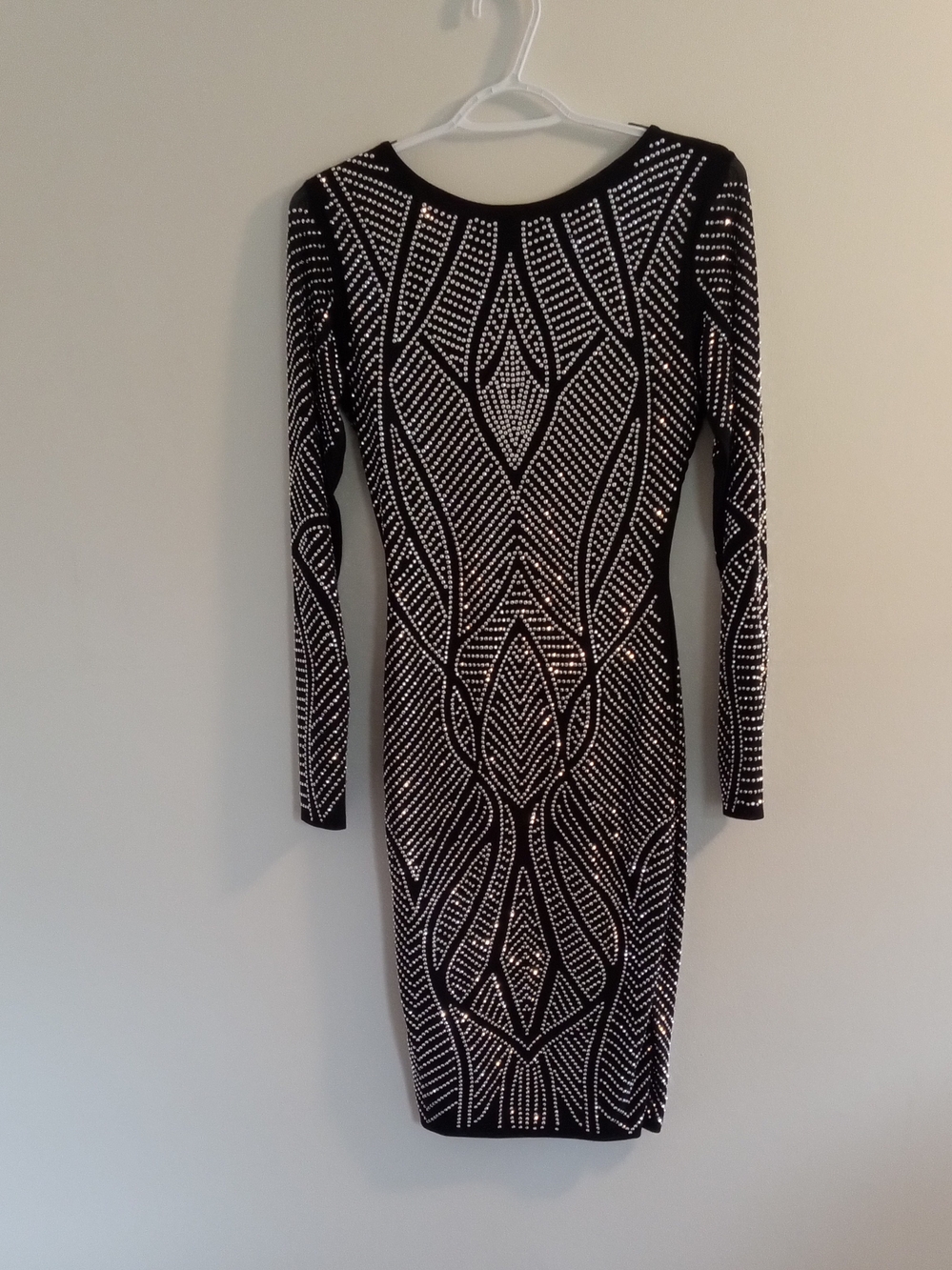 Symphony Black Stud-Embellished Long Sleeve Bodycon Dress